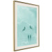 Poster Seagreen Sky - abstract birds against light sky and clouds 129585 additionalThumb 3