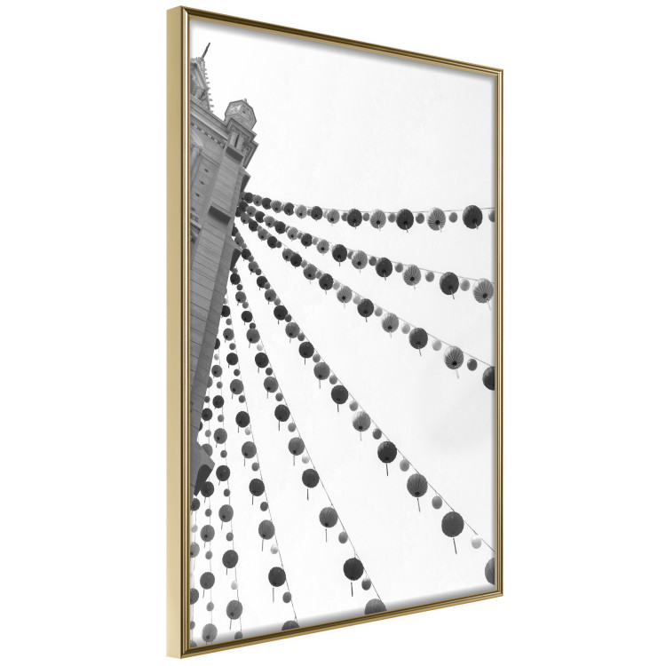 Wall Poster Joyful Fair - gray architecture of a building with hanging decorations 129785 additionalImage 12