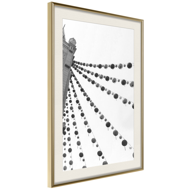 Wall Poster Joyful Fair - gray architecture of a building with hanging decorations 129785 additionalImage 3
