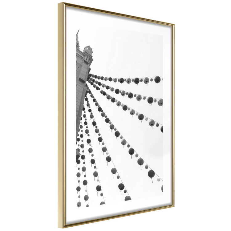 Wall Poster Joyful Fair - gray architecture of a building with hanging decorations 129785 additionalImage 7