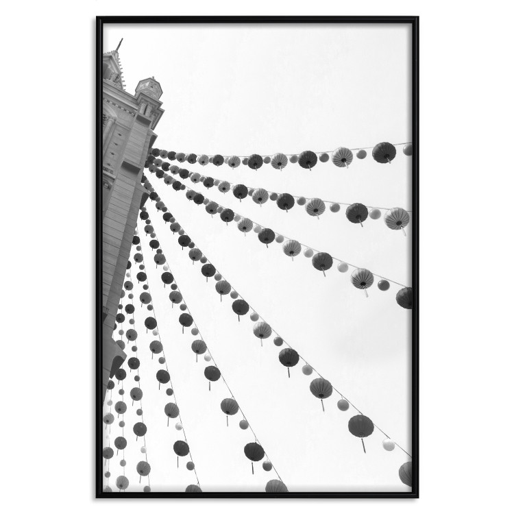 Wall Poster Joyful Fair - gray architecture of a building with hanging decorations 129785 additionalImage 16