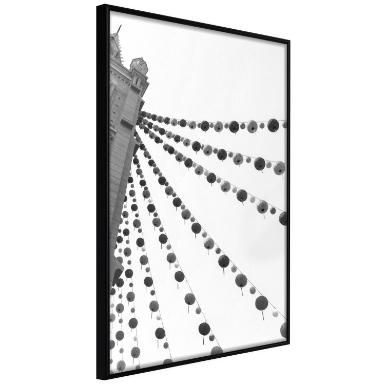 Wall Poster Joyful Fair - gray architecture of a building with hanging decorations 129785 additionalImage 11