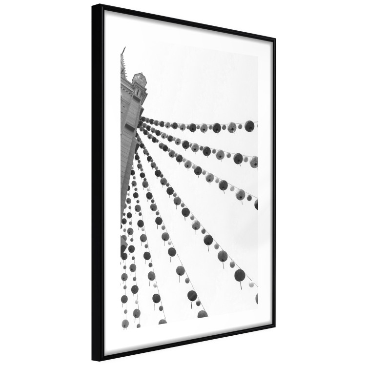 Wall Poster Joyful Fair - gray architecture of a building with hanging decorations 129785 additionalImage 8