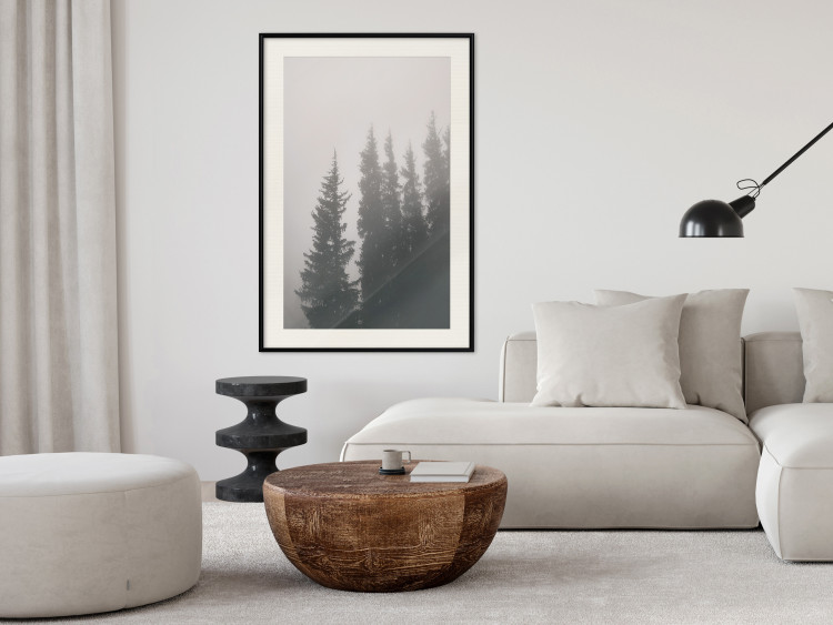 Poster Scent of Forest Mist - gray landscape of misty spruce trees 130385 additionalImage 24