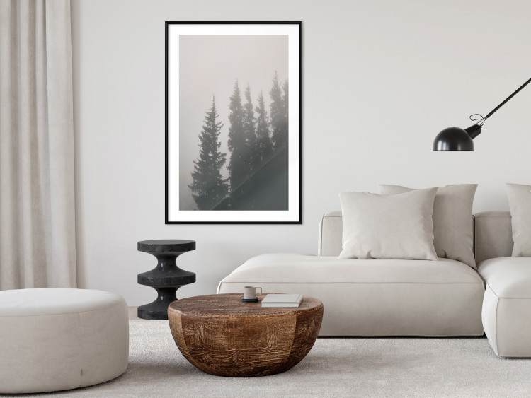 Poster Scent of Forest Mist - gray landscape of misty spruce trees 130385 additionalImage 23