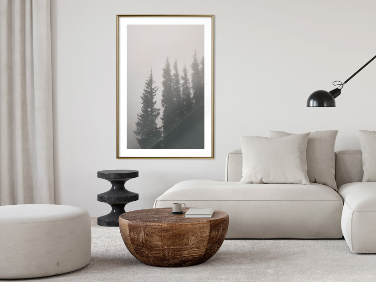 Poster Scent of Forest Mist - gray landscape of misty spruce trees 130385 additionalImage 15