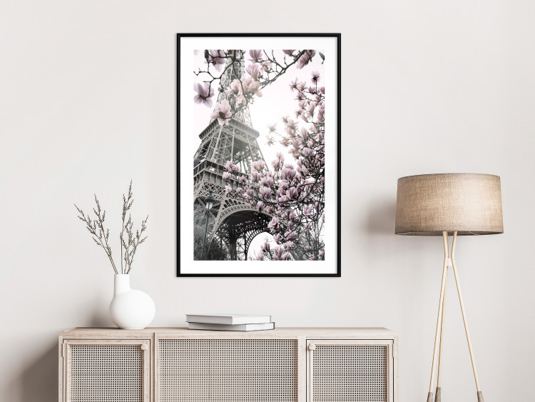 Wall Poster Magnolias in the Sun of Paris - pink flowers against the gray backdrop of the Eiffel Tower 132285 additionalImage 18