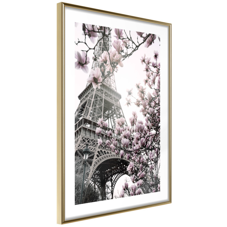 Wall Poster Magnolias in the Sun of Paris - pink flowers against the gray backdrop of the Eiffel Tower 132285 additionalImage 7