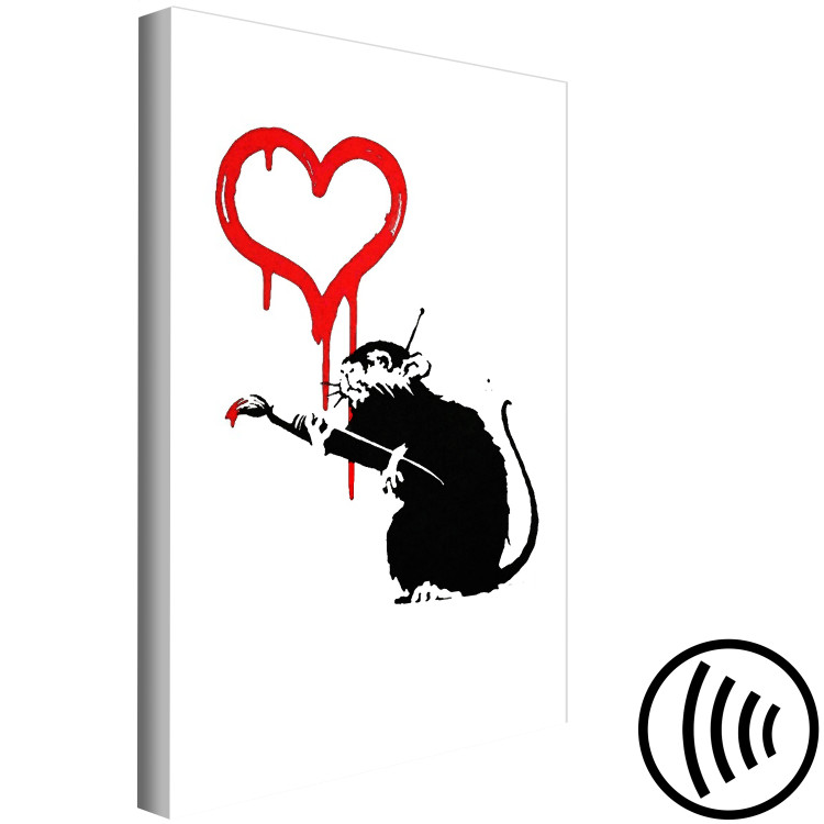 Canvas Art Print Love Rat (1-piece) Vertical - street art of a rat as a heart painter 132485 additionalImage 6