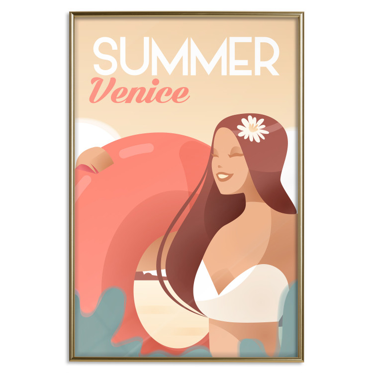 Poster Venetian Beach - summer composition with a woman and English text 135885 additionalImage 9