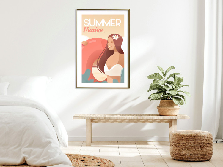 Poster Venetian Beach - summer composition with a woman and English text 135885 additionalImage 24