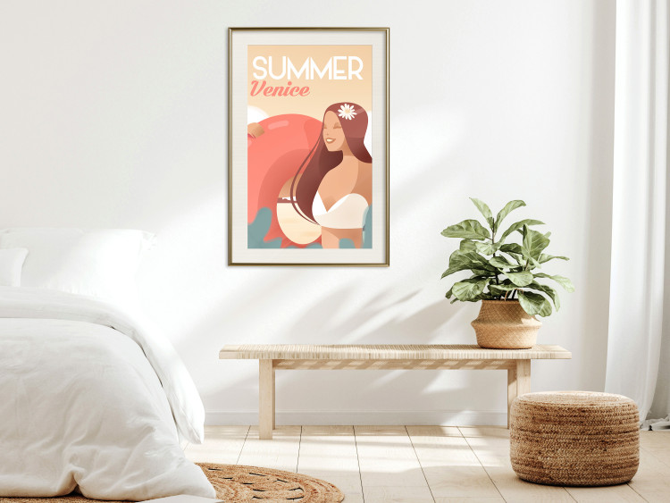 Poster Venetian Beach - summer composition with a woman and English text 135885 additionalImage 26