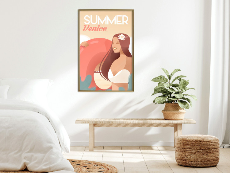 Poster Venetian Beach - summer composition with a woman and English text 135885 additionalImage 16