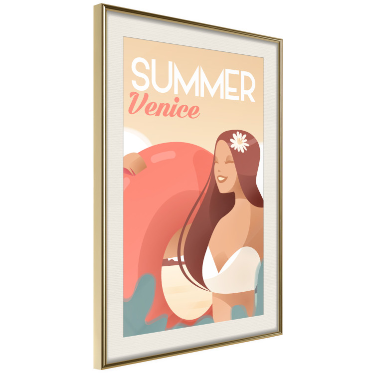 Poster Venetian Beach - summer composition with a woman and English text 135885 additionalImage 3