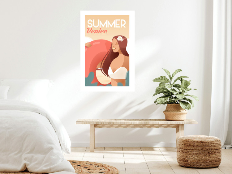 Poster Venetian Beach - summer composition with a woman and English text 135885 additionalImage 18