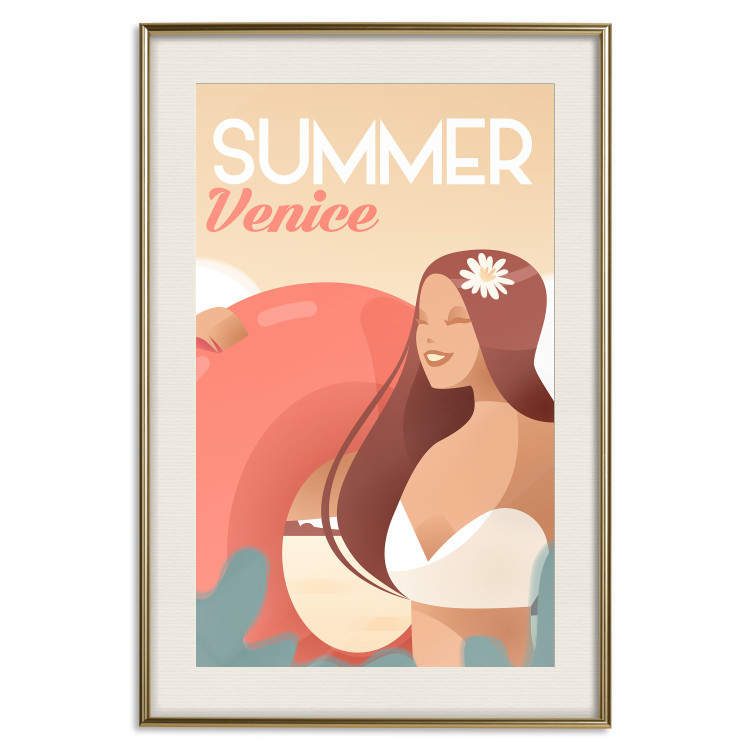 Poster Venetian Beach - summer composition with a woman and English text 135885 additionalImage 18
