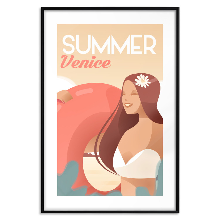 Poster Venetian Beach - summer composition with a woman and English text 135885 additionalImage 14