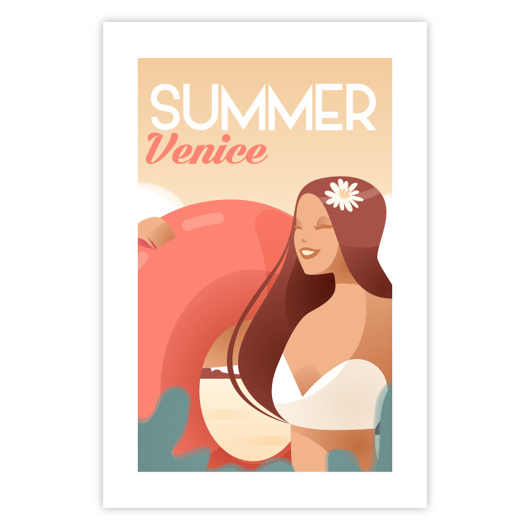 Poster Venetian Beach - summer composition with a woman and English text 135885 additionalImage 13