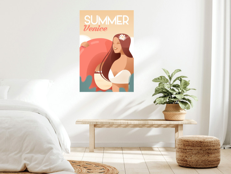 Poster Venetian Beach - summer composition with a woman and English text 135885 additionalImage 22