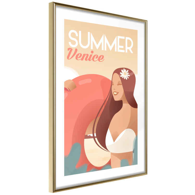 Poster Venetian Beach - summer composition with a woman and English text 135885 additionalImage 2