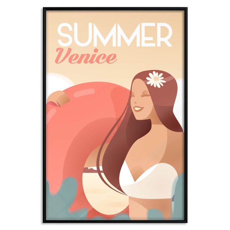 Poster Venetian Beach - summer composition with a woman and English text 135885 additionalImage 12