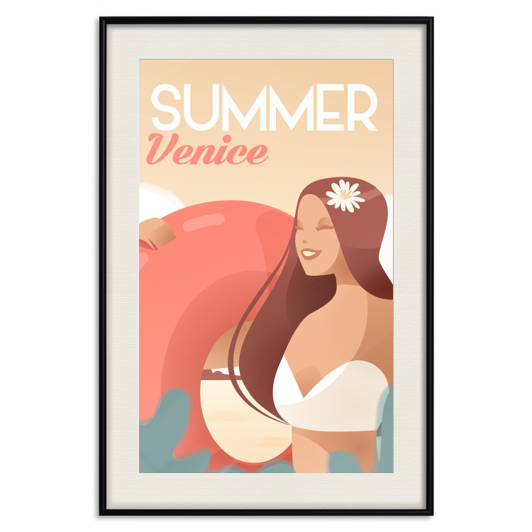 Poster Venetian Beach - summer composition with a woman and English text 135885 additionalImage 17