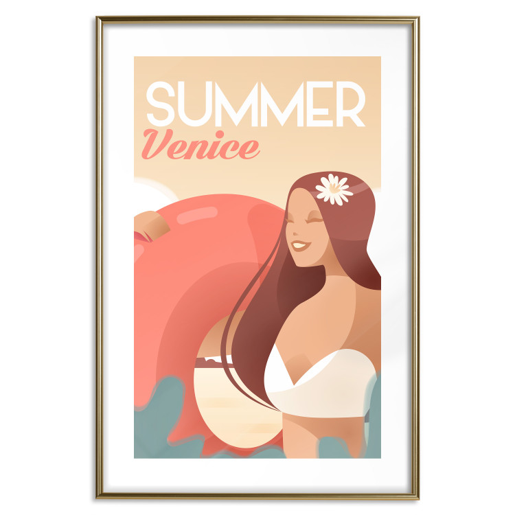 Poster Venetian Beach - summer composition with a woman and English text 135885 additionalImage 13