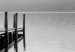 Canvas Misty Pier (1-piece) Wide - black and white lake landscape 137185 additionalThumb 5