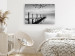 Canvas Misty Pier (1-piece) Wide - black and white lake landscape 137185 additionalThumb 3