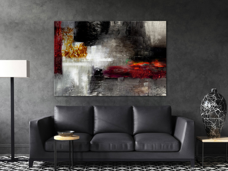 Canvas Art Print Beginning of January (1-piece) Vertical - gray artistic abstraction 137685 additionalImage 3
