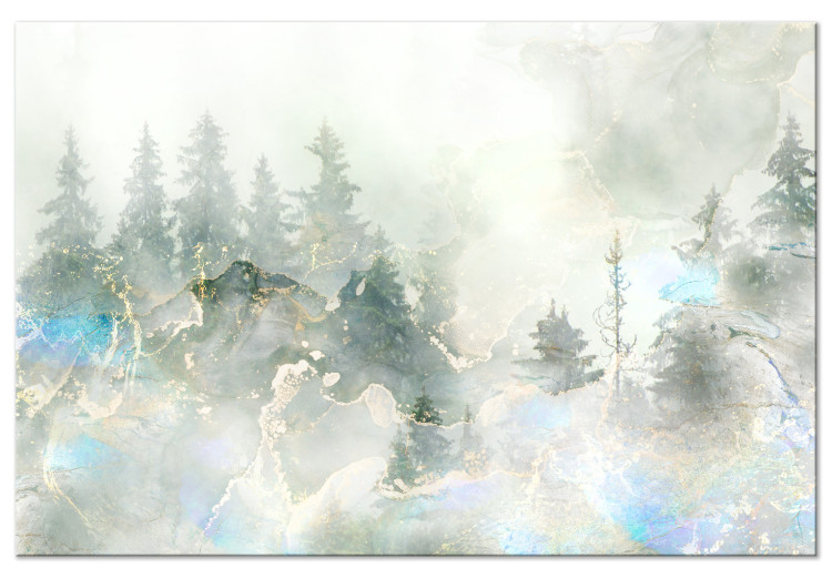 Canvas Art Print Turquoise Accent (1-piece) Wide - forest and mist above tree canopies 138185