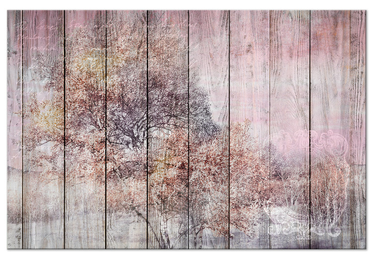 Canvas Drawing on Boards (1-piece) Wide - tree on wood texture 142885