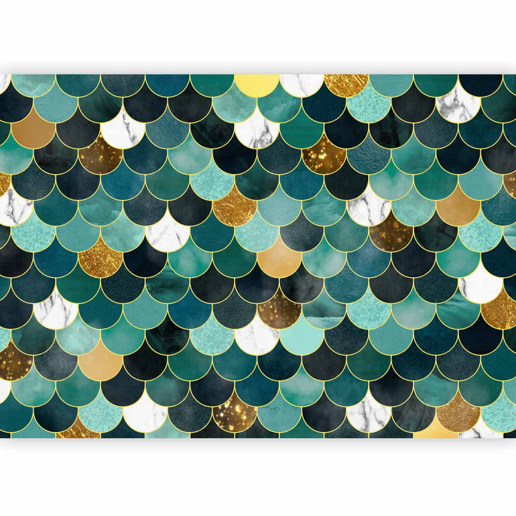 Wall Mural Scales in marble - background with geometric pattern in shades of turquoise 143385 additionalImage 1