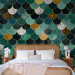 Wall Mural Scales in marble - background with geometric pattern in shades of turquoise 143385 additionalThumb 2