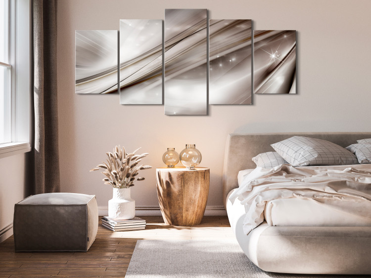 Canvas Print Starry Beiges (5-piece) - modern shiny abstraction 143785 additionalImage 3