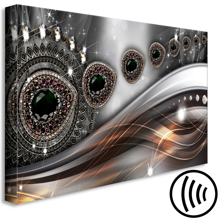 Canvas Black Diamonds (1-piece) - abstraction in jewels on a silver background 145085 additionalImage 6