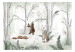 Wall Mural Drawn Forest - Watercolor Forest Animals on a Green Background 146485 additionalThumb 1