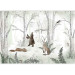 Wall Mural Drawn Forest - Watercolor Forest Animals on a Green Background 146485 additionalThumb 3