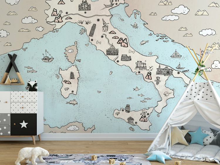 Wall Mural Map of Italy for Children - Interesting Places and Tourist Attractions 149285