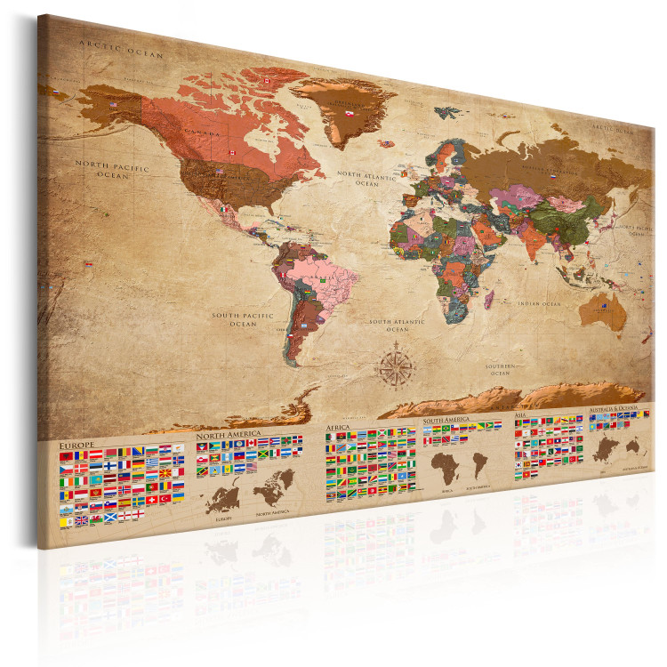 Canvas World Map: Retro Styling (1-piece) - world and country flags 149685 additionalImage 2