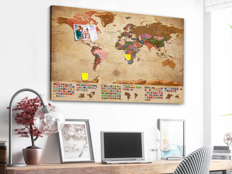 Canvas World Map: Retro Styling (1-piece) - world and country flags 149685 additionalImage 3