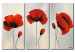 Canvas Poppies in a Shimmering Mist (3-piece) - Red flowers on a white background 47585