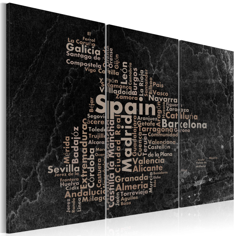 Canvas Print Text map of Spain on the blackboard - triptych 55285 additionalImage 2