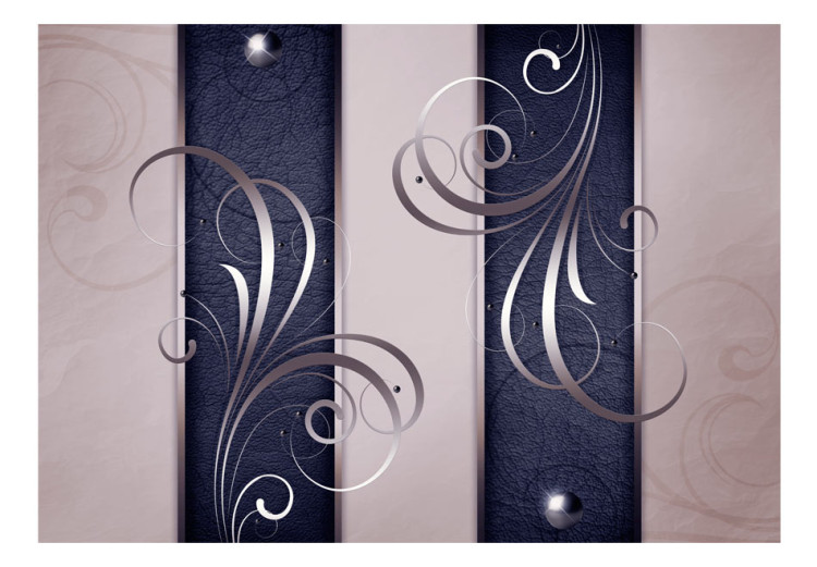 Photo Wallpaper Abstract Duet - Silver Ornamental Pattern with Leather Motif in the Background 60085 additionalImage 1