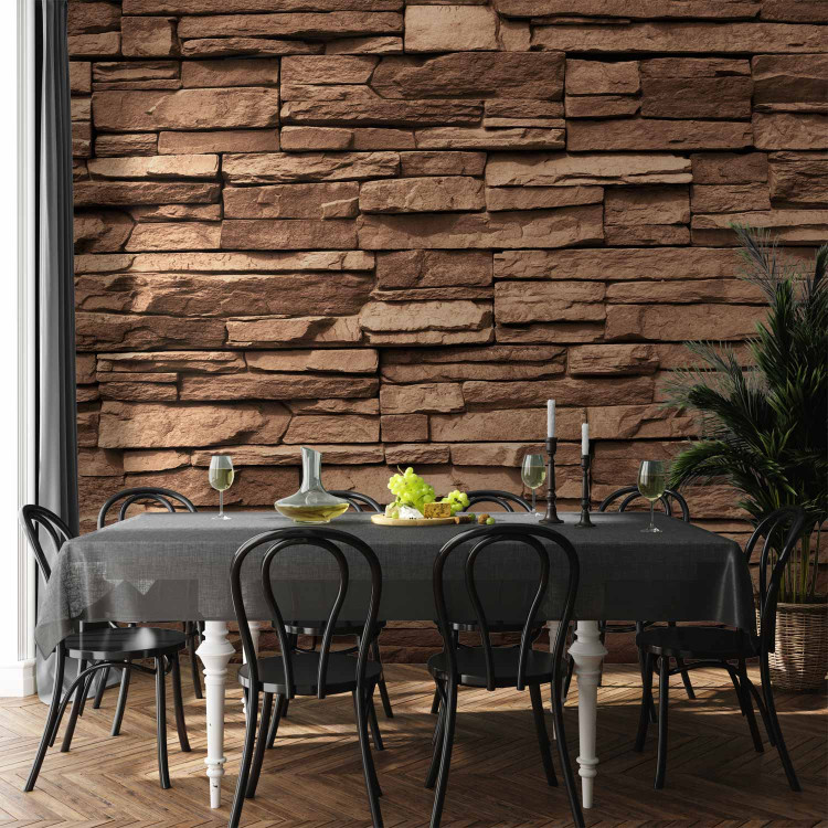 Photo Wallpaper Chocolate Stones - Background with 3D Wall Design of Brown Stones 64885 additionalImage 6