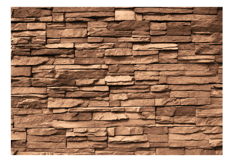 Photo Wallpaper Chocolate Stones - Background with 3D Wall Design of Brown Stones 64885 additionalImage 1