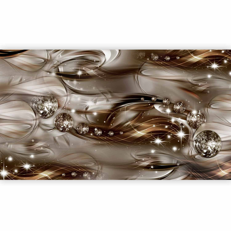 Wall Mural Silver river - wavy patterns with diamonds and sparkle on a grey background 90285 additionalImage 5