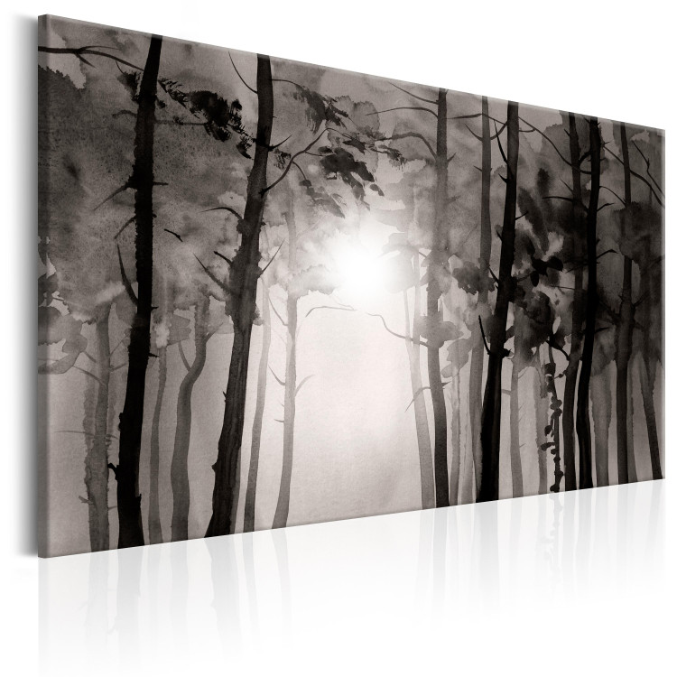 Canvas Art Print Road through the forest - a road among dark trees leading to the sun 97985 additionalImage 2