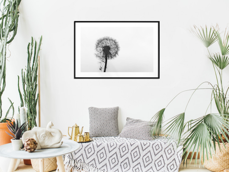 Poster Loneliness - black and white composition with a solitary delicate dandelion 114995 additionalImage 6