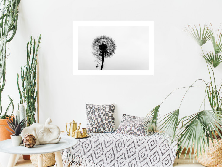 Poster Loneliness - black and white composition with a solitary delicate dandelion 114995 additionalImage 4